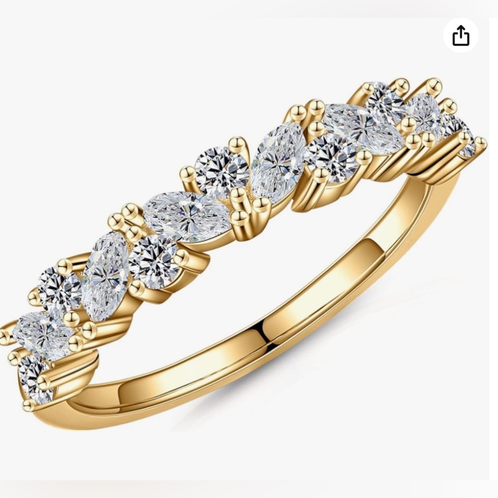 Yellow Gold Moissanite Cluster Ring